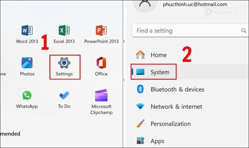 Chọn Cập nhật và bảo mật (Update & Security) hoặc chọn Hệ thống (System)