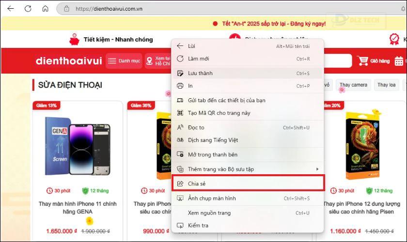 Chia sẻ liên kết website qua Nearby Share Windows 11