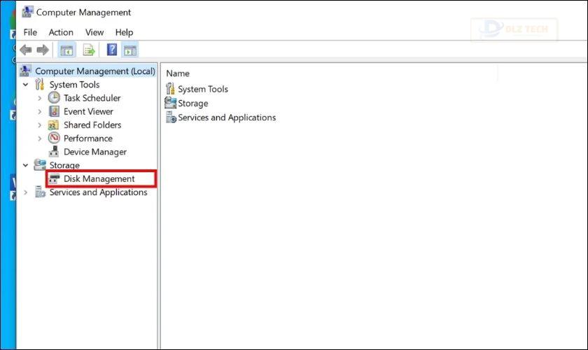 Chọn mục Disk Management