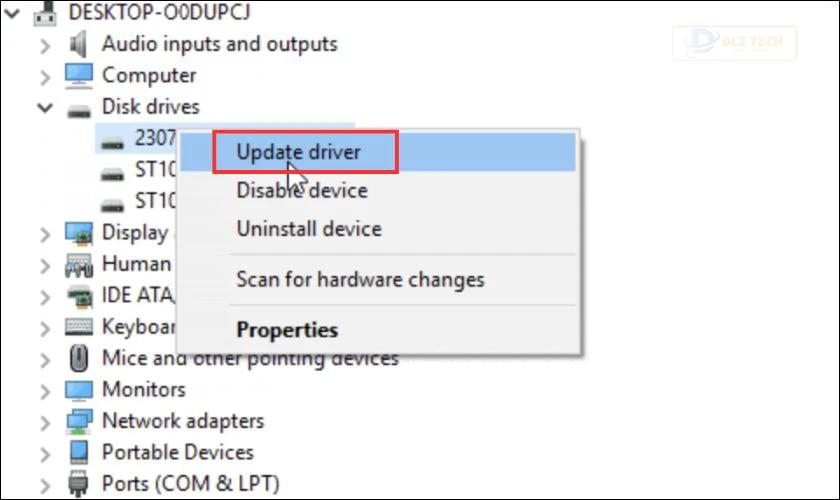 Chọn Update driver
