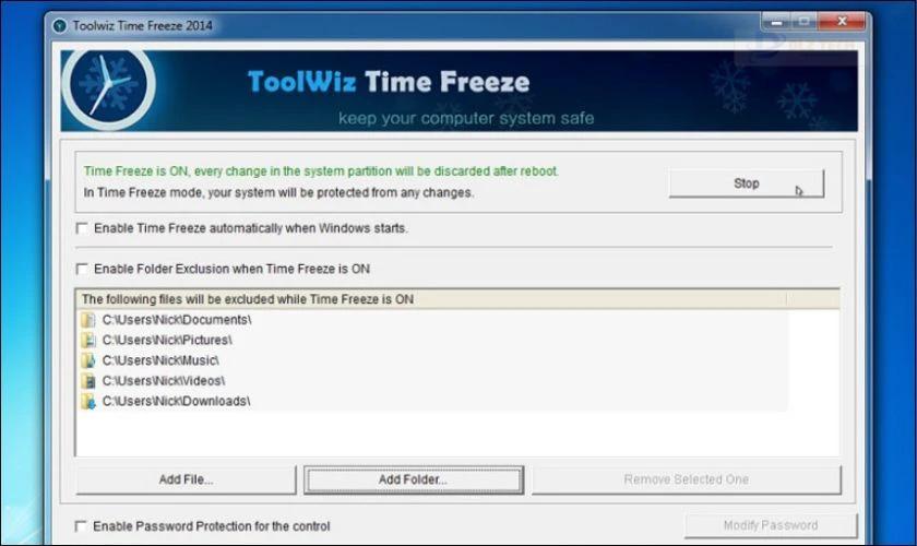 Phần mềm ToolWiz Time Freeze