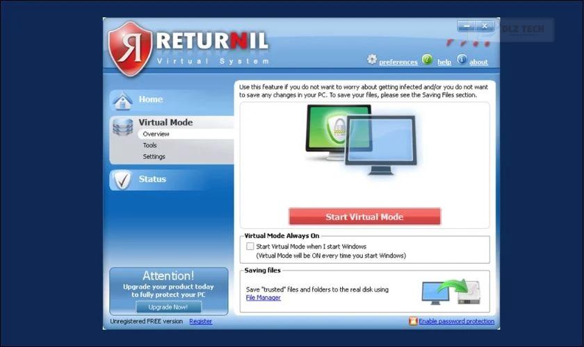 Dùng phần mềm Returnil Virtual System
