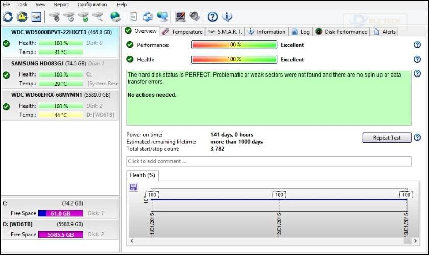 Phần mềm kiểm tra ổ cứng HDD và SSD Hard Disk Sentinel