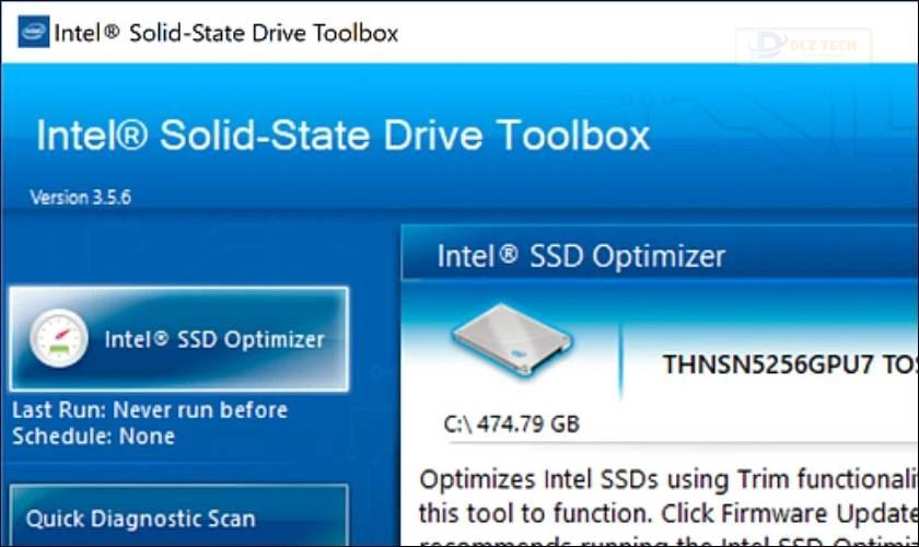 Phần mềm kiểm tra ổ cứng Intel Solid State Drive Toolbox