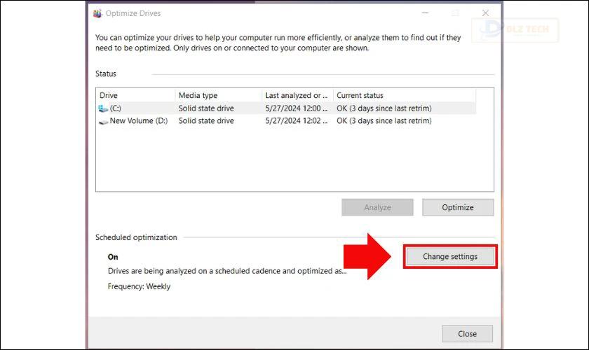 Để thực hiện, bạn làm tương tự như trên đến bước 3, chọn Change settings