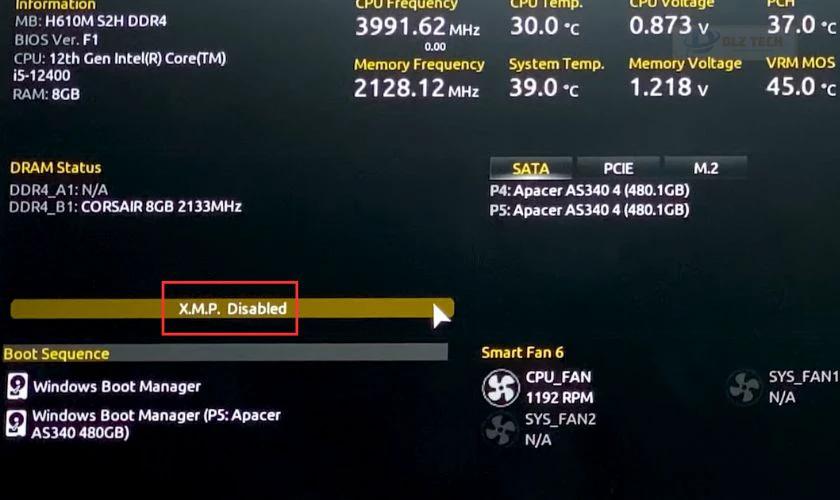Ấn vào nút X.M.P. Disable
