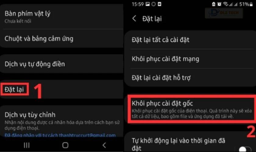 Khôi phục cài đặt gốc Android