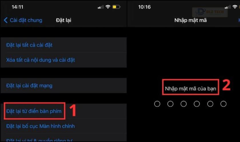 Đặt lại từ điển bàn phím