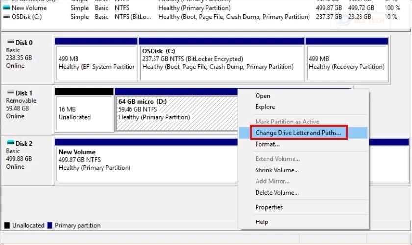 Đổi ký tự ổ đĩa cho ổ SSD