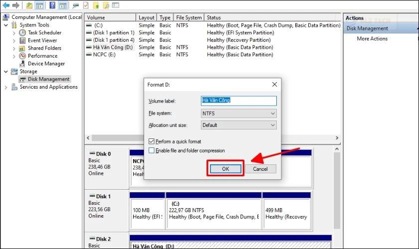 Xác nhận Format ổ đĩa