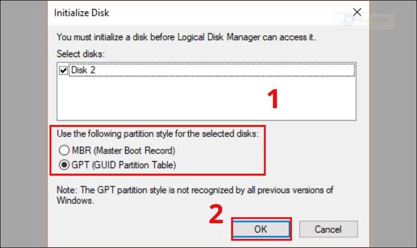Chọn ổ SSD để khởi tạo