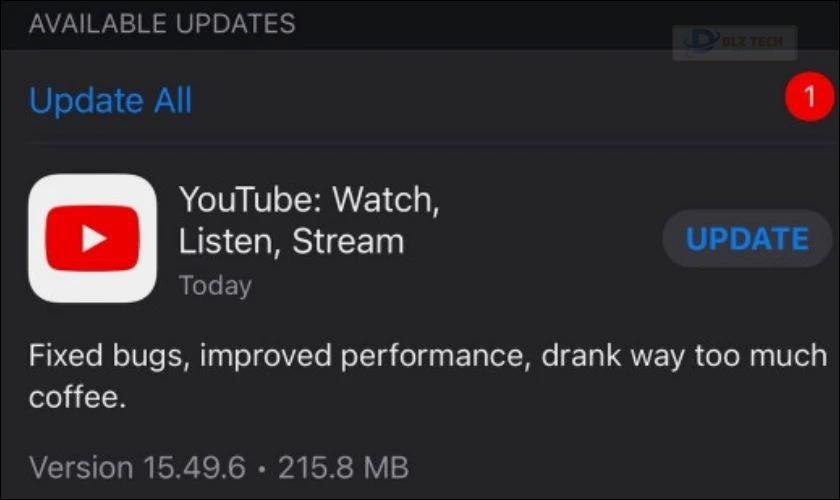 Tại sao không cập nhật được YouTube trên iPhone?