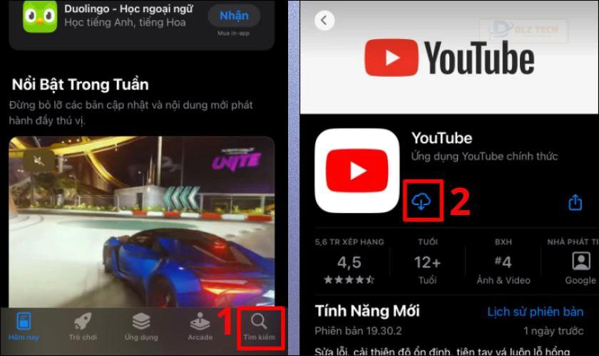 Tải lại ứng dụng YouTube từ App Store