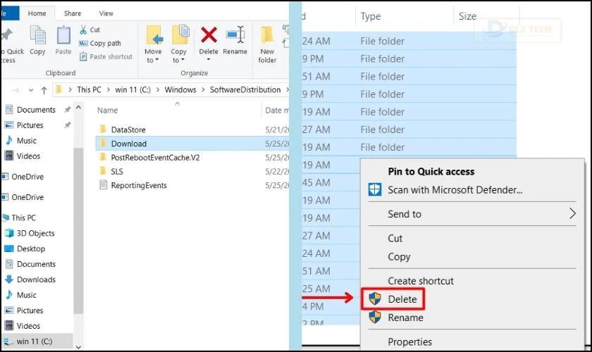 Xóa tập tin cập nhật của Windows Update