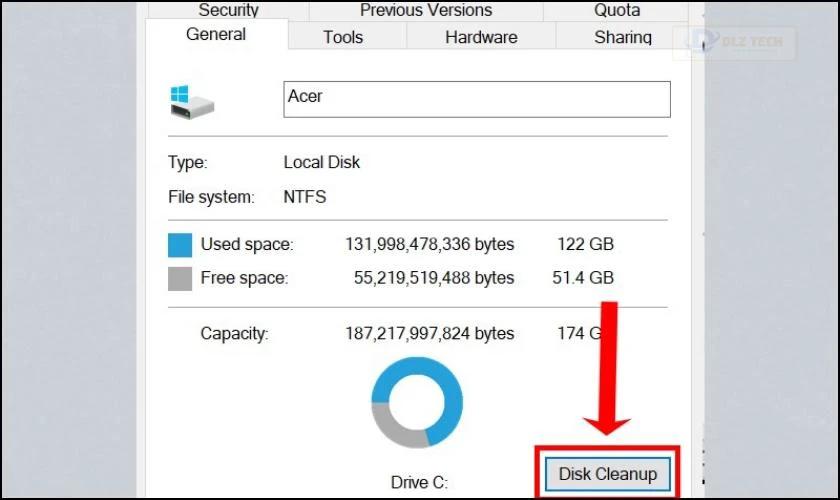 Giao diện cửa sổ Disk Cleanup