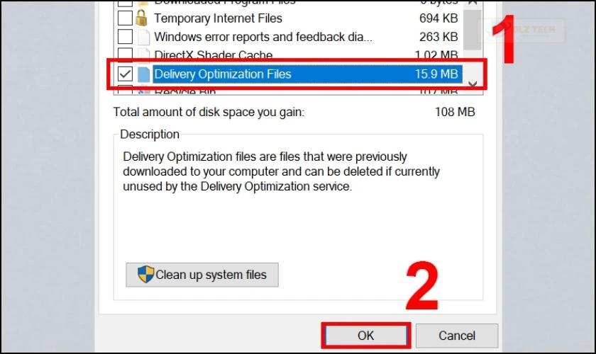 Chọn OK để dọn dẹp ổ đĩa