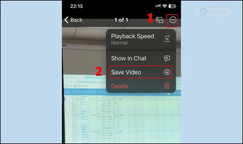 Nhấn vào video, chọn vào dấu ba chấm và nhấn Save Video
