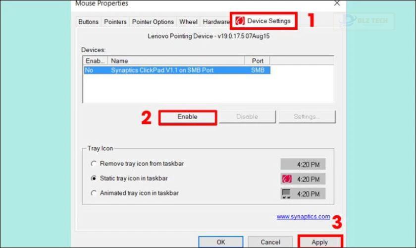 Nhấn Disable để vô hiệu hóa chuột laptop trên máy tính Dell