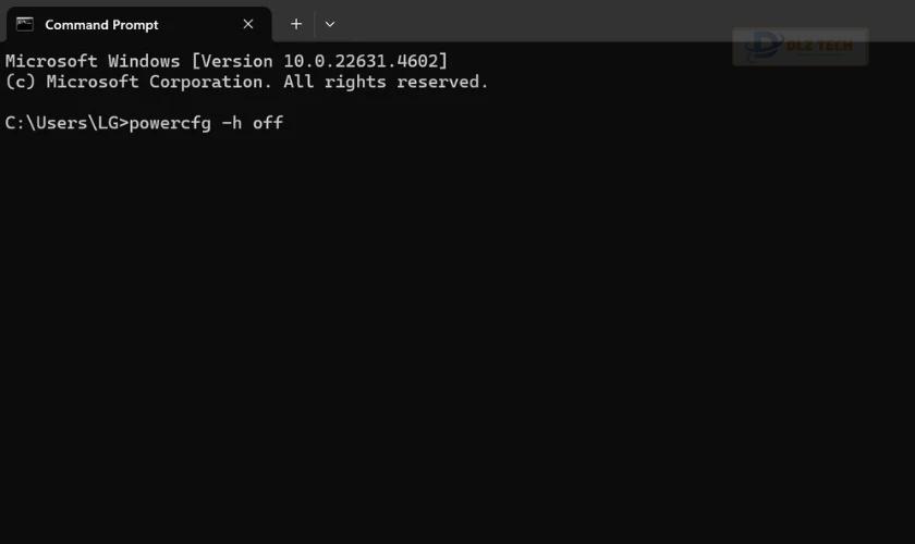 Tắt Hibernate Win 10 bằng Command Prompt