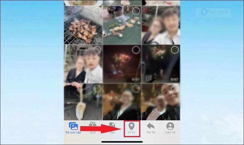 Chọn vào mục Vị trí