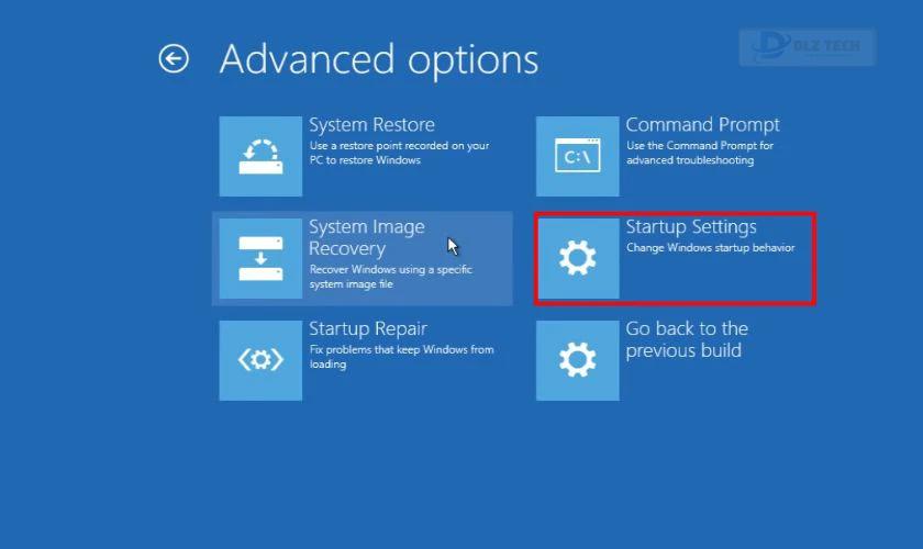 Nhấn vào Startup Settings