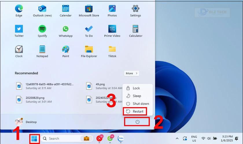 Khởi động lại Windows