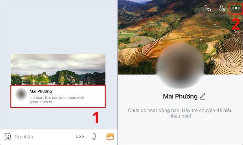 Tại khung trò chuyện, bạn hãy nhấn vào ảnh đại diện