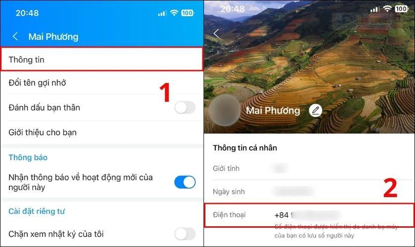 Tiếp đến, bạn chọn ô Thông tin được hiển thị tại danh sách tùy chọn