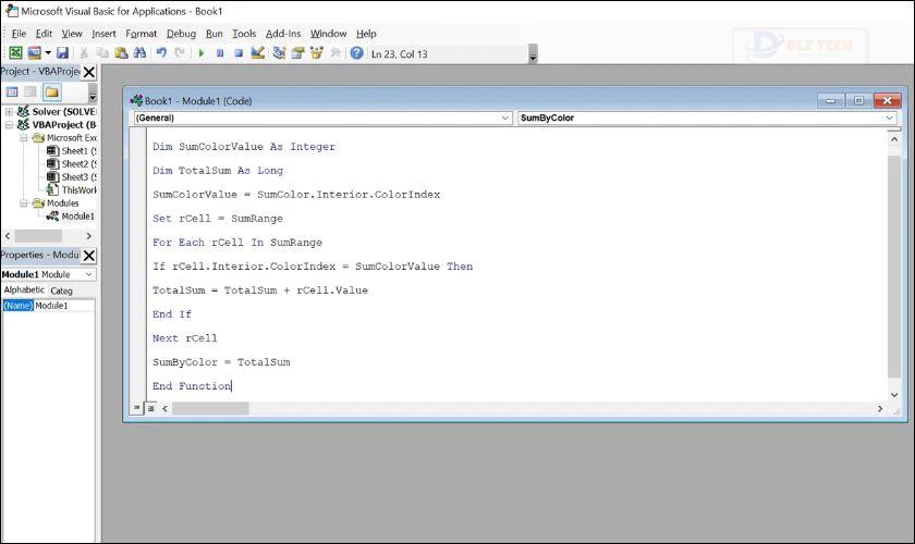 Tính tổng theo màu trong Google Sheet bằng hàm VBA