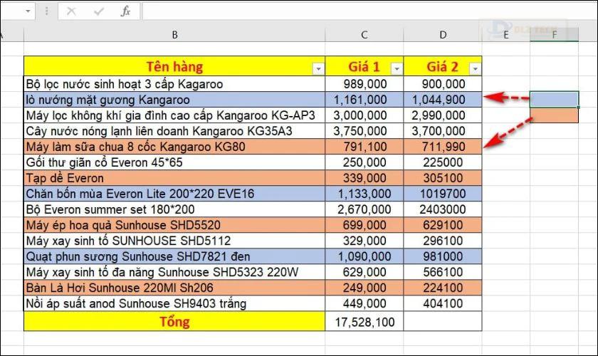 Quay lại cửa sổ Excel và tô màu vào ô trống bất kỳ những bảng màu có trong bảng tính