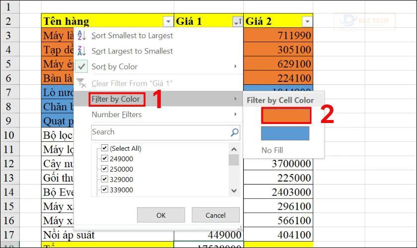 Cách tính tổng theo màu trong Google Sheet