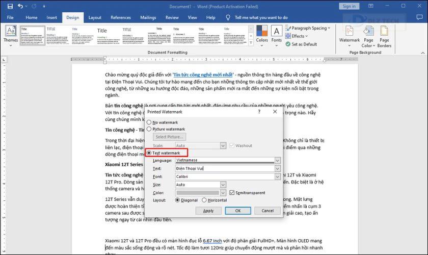Tùy chỉnh Text Watermark theo mục đích của bạn
