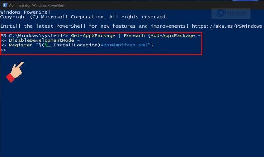 Sao chép mã vào Powershell