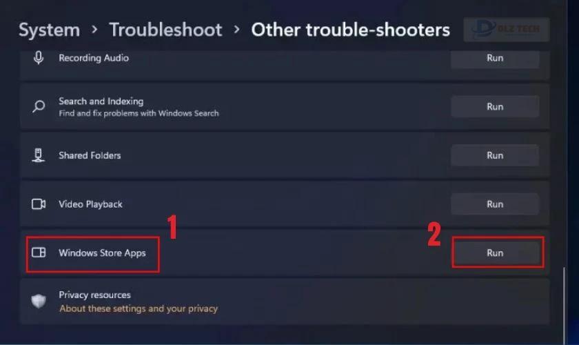 Chạy Windows Store Apps Troubleshooter