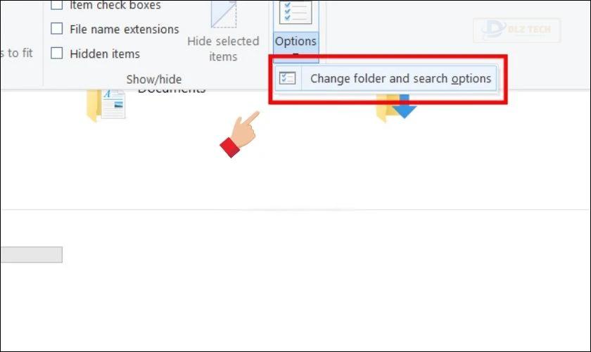 Chọn Change folder and search options