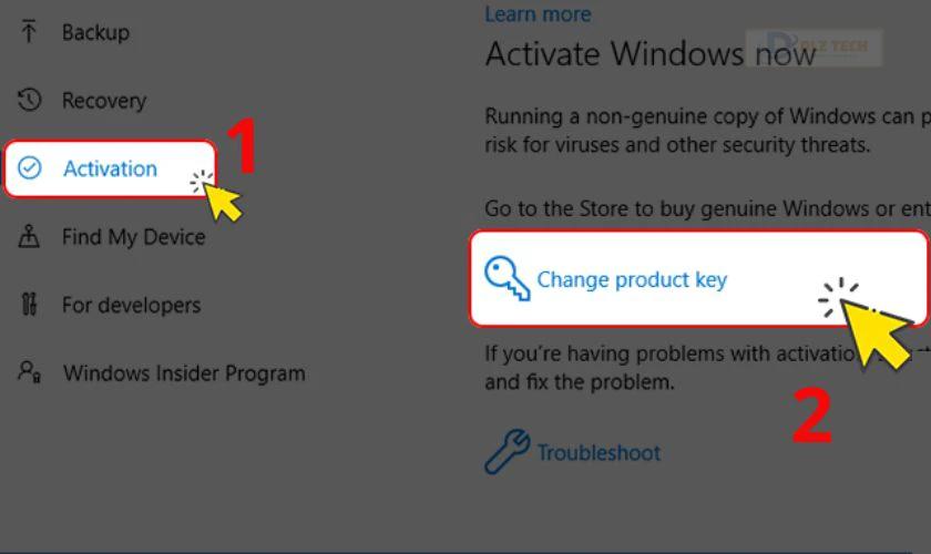 Ở mục Update product key, bạn chọn tiếp Change product key
