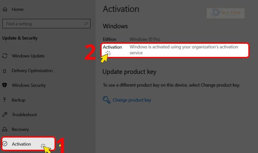 Ở thanh menu bên trái, bạn chọn Activation