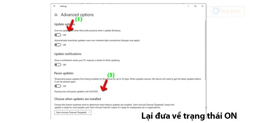 Tắt tính năng Pause Update hệ thống