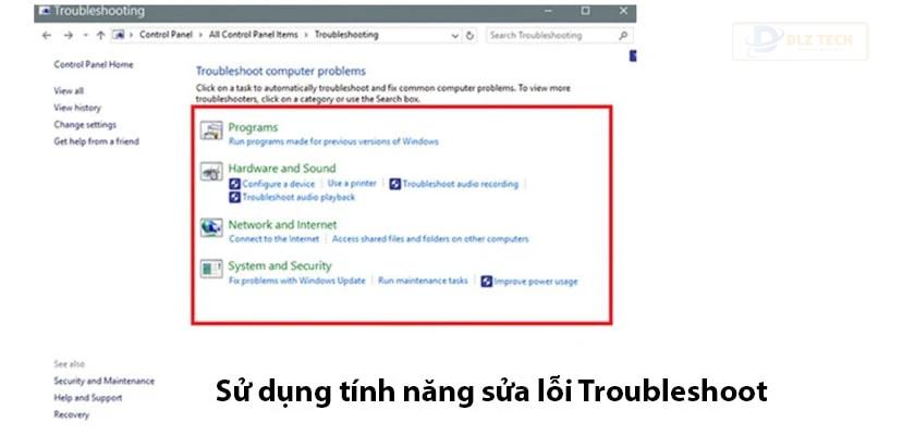 Dùng tính năng sửa lỗi Troubleshoot trên máy tính