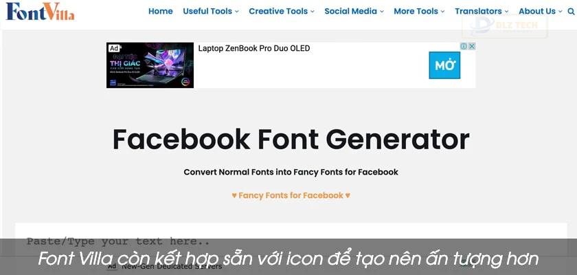 Chuyển đổi font chữ ấn tượng trên Facebook bằng Font Villa