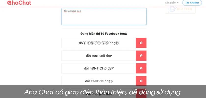 Đổi Font chữ bằng công cụ của Aha Chat