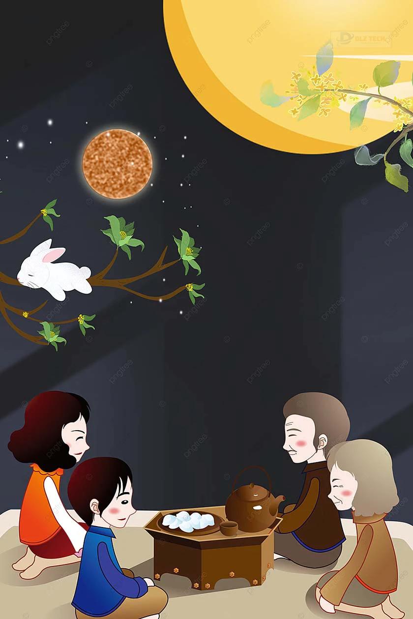 Ảnh nền trung thu ấm cúng bên gia đình
