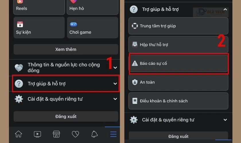 các bước báo cáo sự cố cho tổng đài facebook