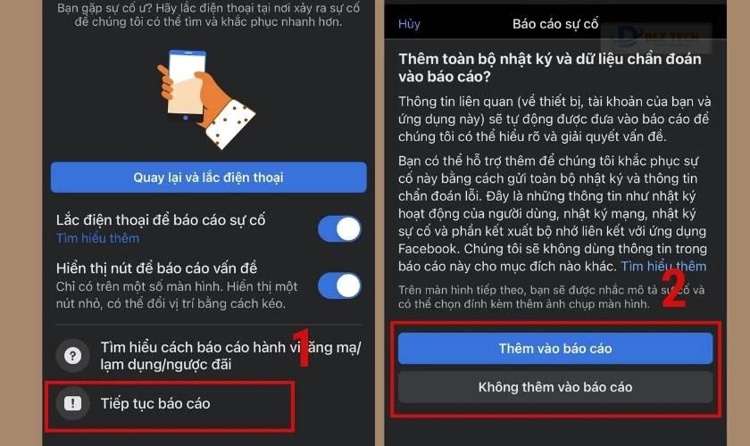 báo cáo sự cố đối với tài khoản cá nhân