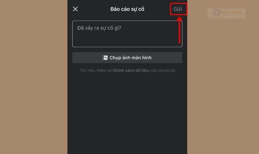 gửi báo cáo cho Facebook