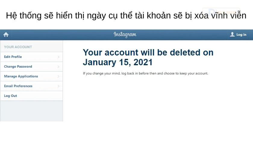 Chọn Delete tài khoản