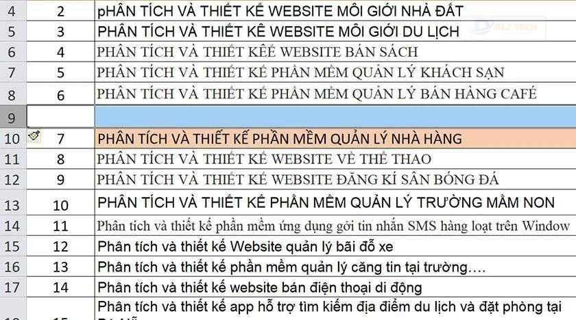phím tắt cơ bản trong excel