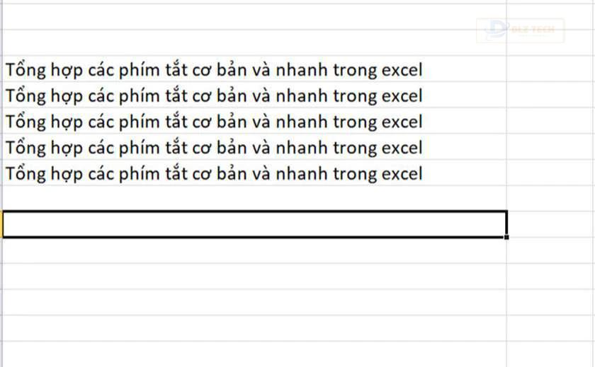 Phím tắt Ctrl D trong Excel