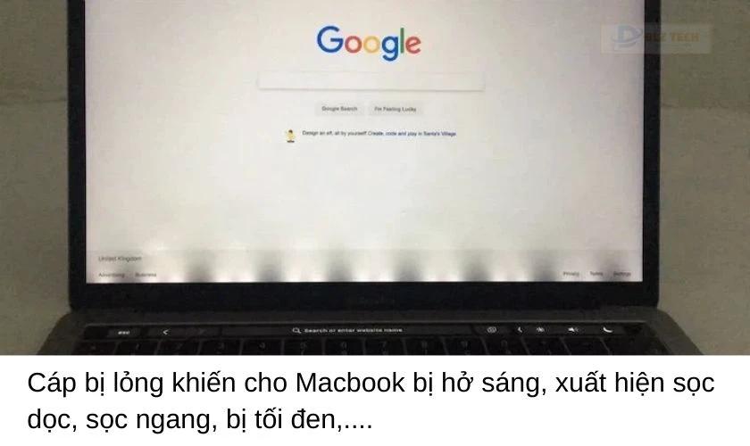 Lỗi cáp màn hình Macbook gây ra hiện tượng hở sáng ở chân màn hình