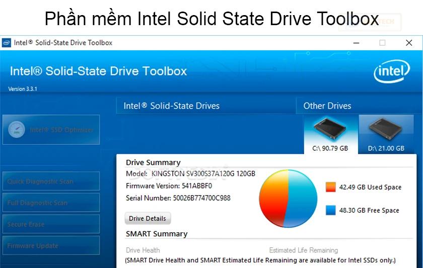 Phần mềm Intel Solid State Drive Toolbox